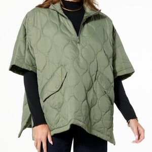 Olive Quilted Poncho